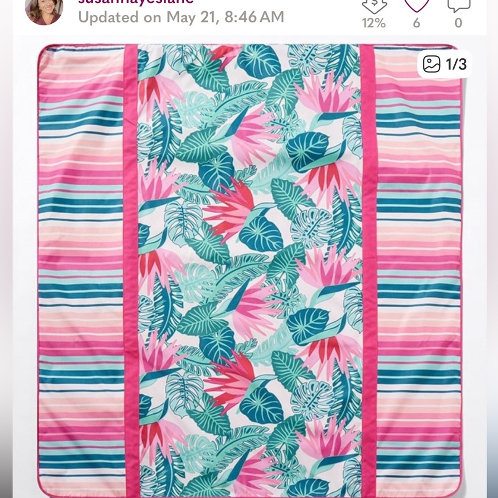 Matilda Jane Tropical Floral and Stripe Blanket